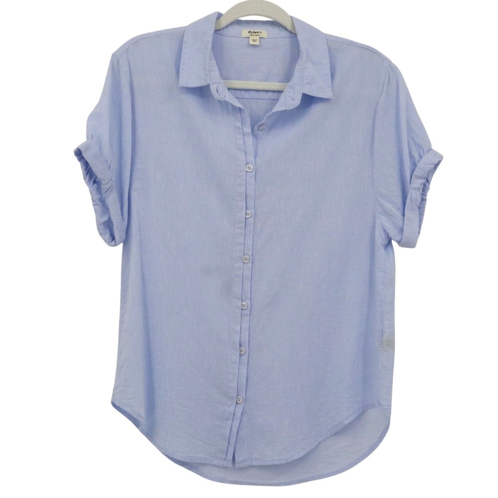 Dylan Linen Shirt‎ Womens XS Blue Preppy Classic Nautical Resort Coastal Grandma